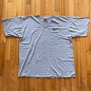 VTG 90s Nike Soccer Stitched V-Neck T-Shirt Made in USA Swoosh Logo Spellout